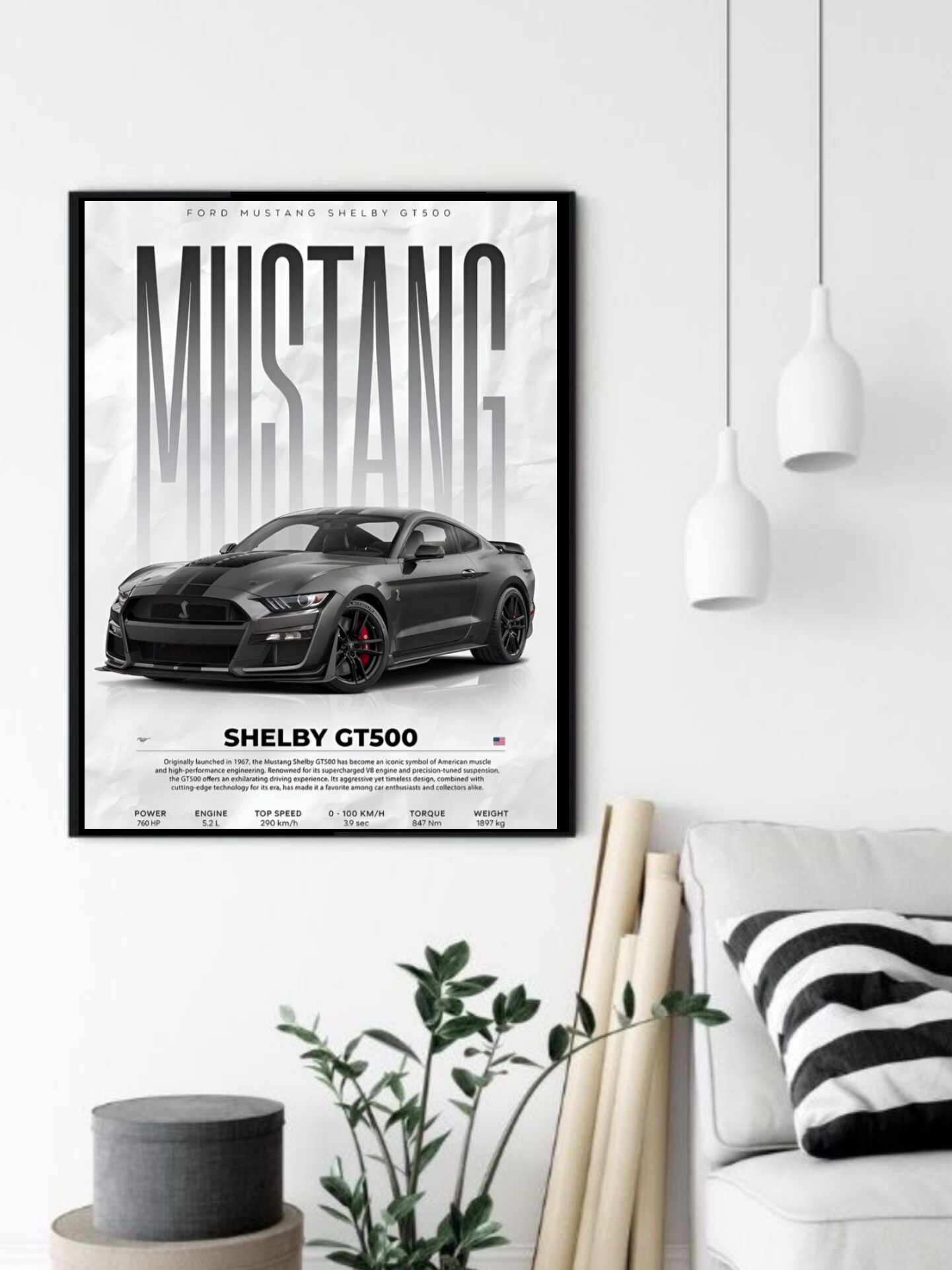 تابلو قاب عکس فورد موستانگ ford mustang