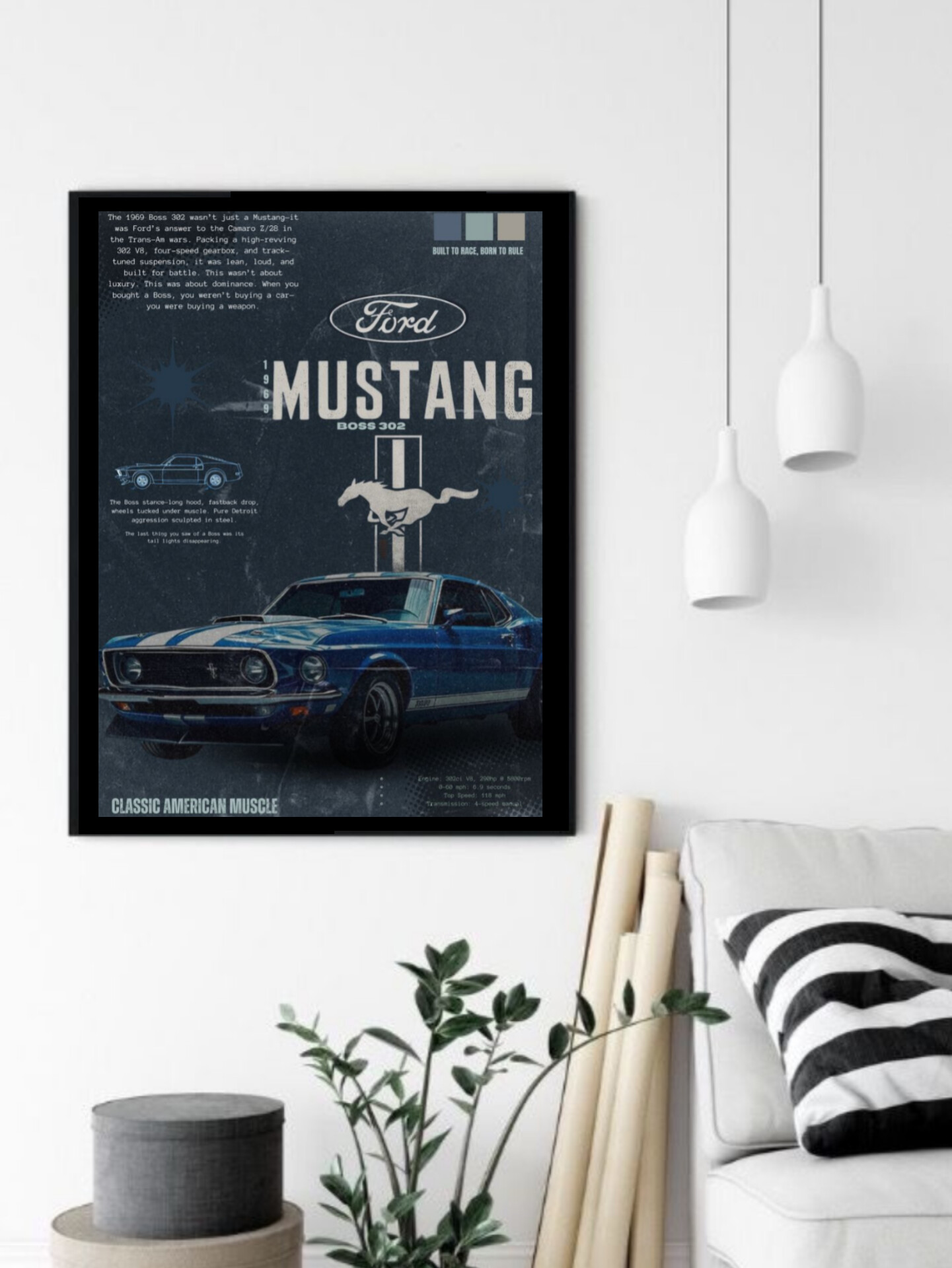 تابلو قاب عکس فورد موستانگ ford mustang