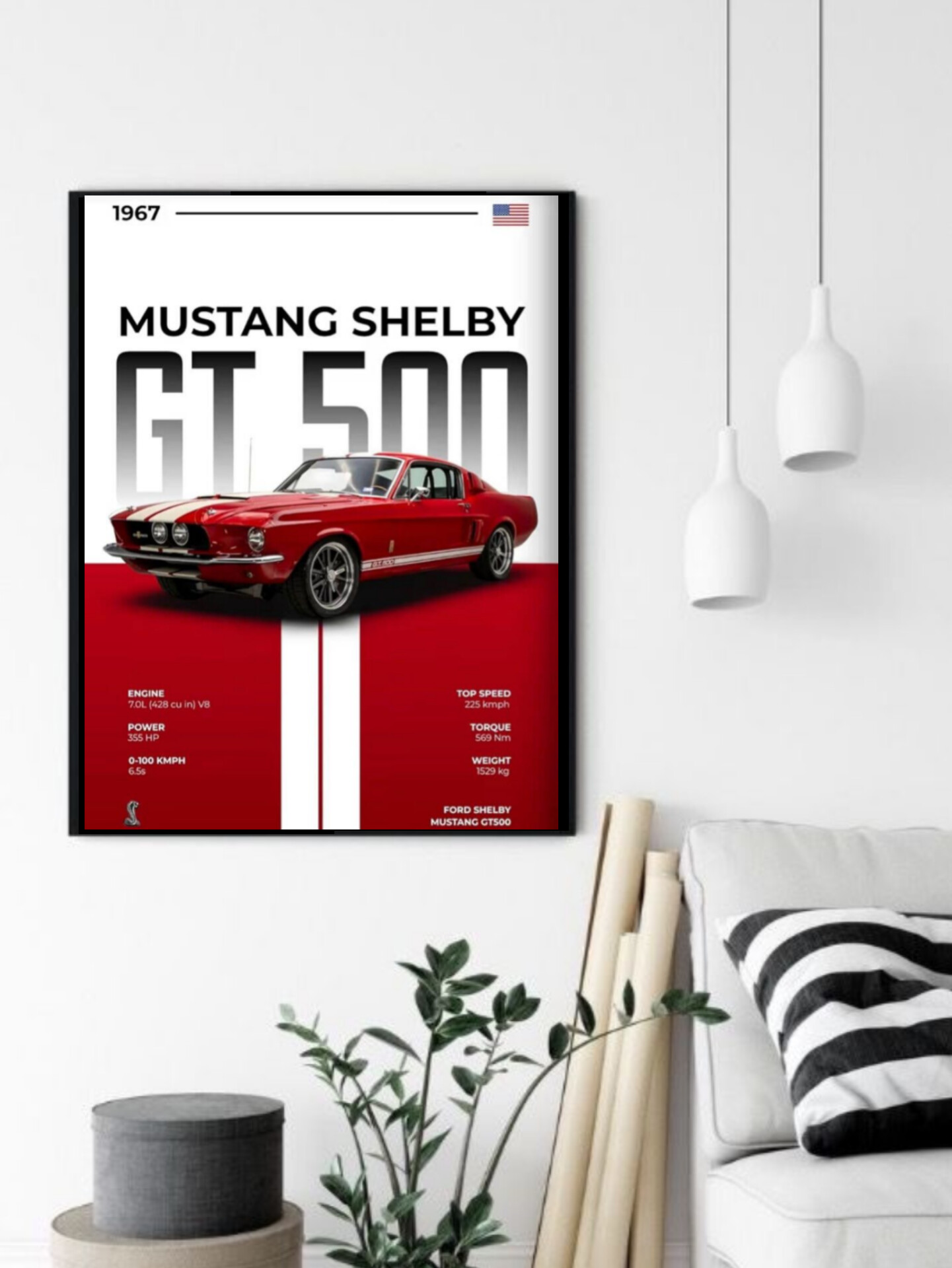 تابلو قاب عکس فورد موستانگ ford mustang