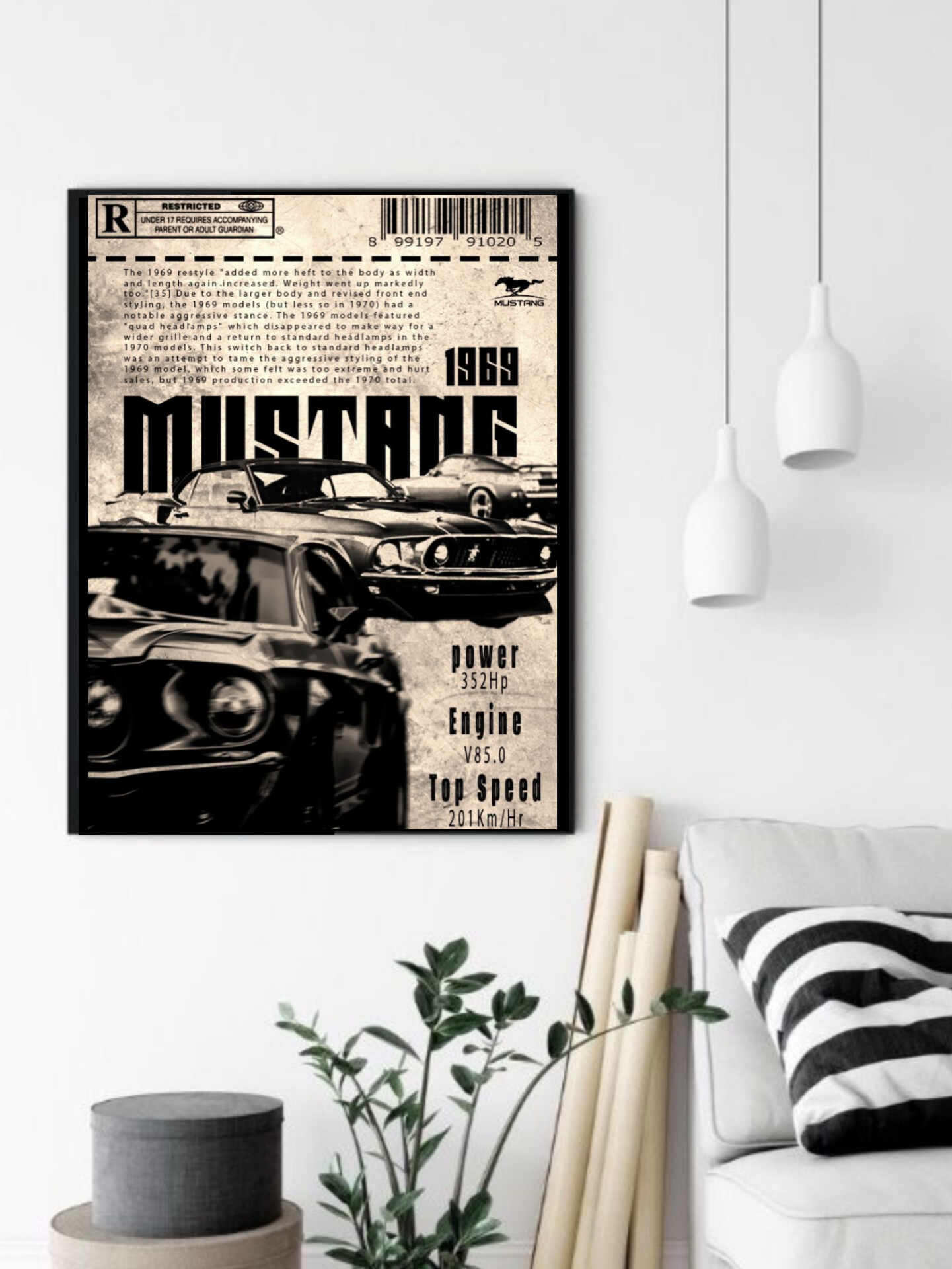 تابلو قاب عکس فورد موستانگ ford mustang
