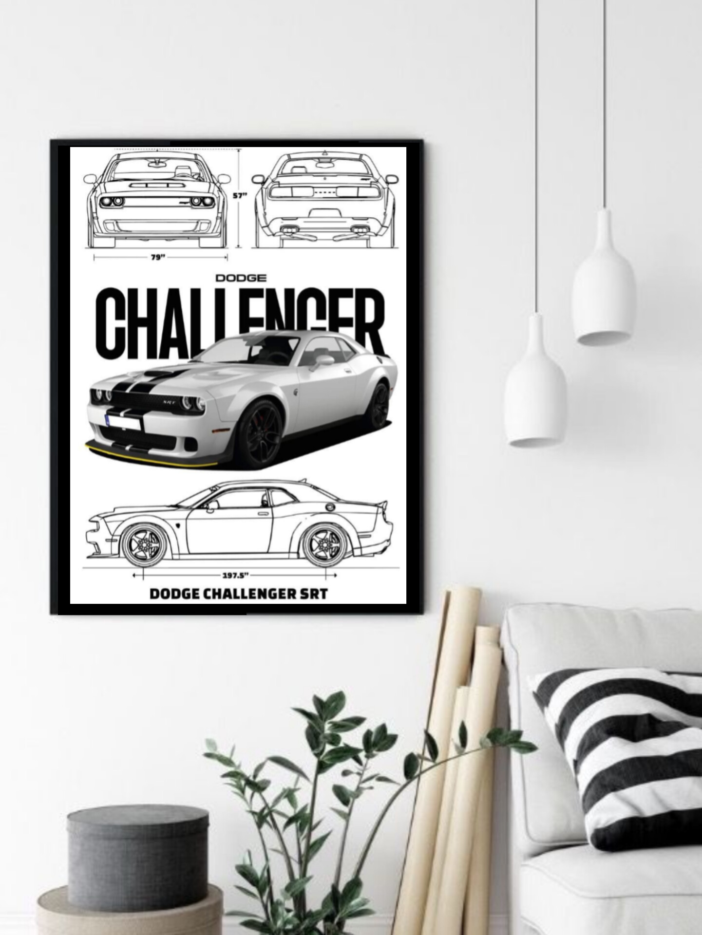 تابلو قاب عکس دوج چلنجر dodge challenger